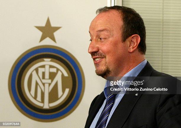 New FC Internazionale Coach Rafael Benitez attends a press conference held at La Pinetina on June 15, 2010 in Milan, Italy.