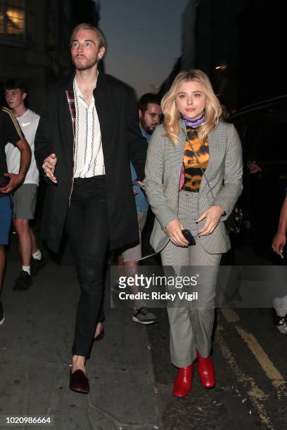 Chloe Grace Moretz seen on a night out arriving at Gymkhana restaurant in Mayfair on August 21, 2018 in London, England.