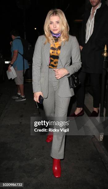 Chloe Grace Moretz seen on a night out leaving Gymkhana restaurant in Mayfair on August 21, 2018 in London, England.