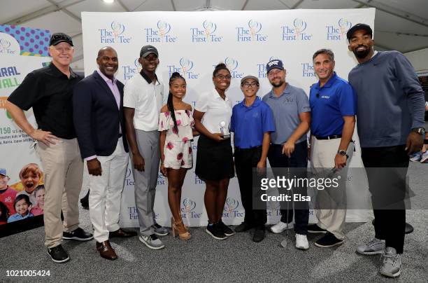 Boomer Esiason, The First Tee CEO Keith Dawkins,Cameren Dawkins of the First Tee, actress Skai Jackson, The First Tee participant Janeyce McCray,...