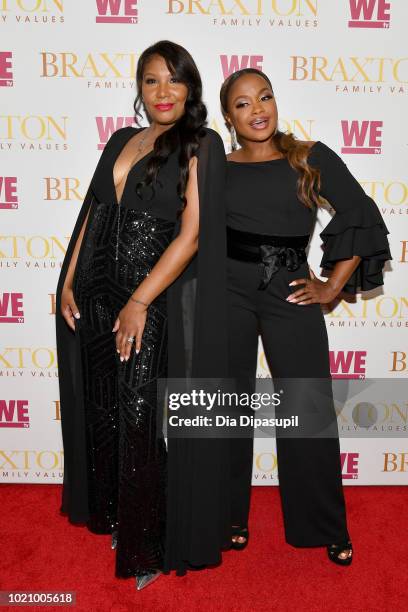 Traci Braxton and Phaedra Parks attend WE tv and Traci Braxton celebrate the new season of Braxton Family Values at The Skylark on August 21, 2018 in...