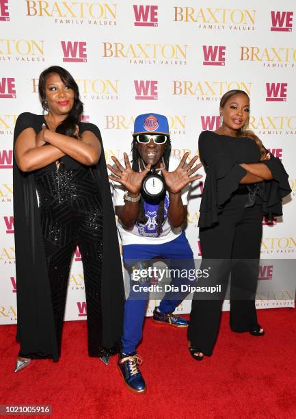 Traci Braxton, Flavor Flav and Phaedra Parks attend WE tv and Traci Braxton celebrate the new season of Braxton Family Values at The Skylark on...