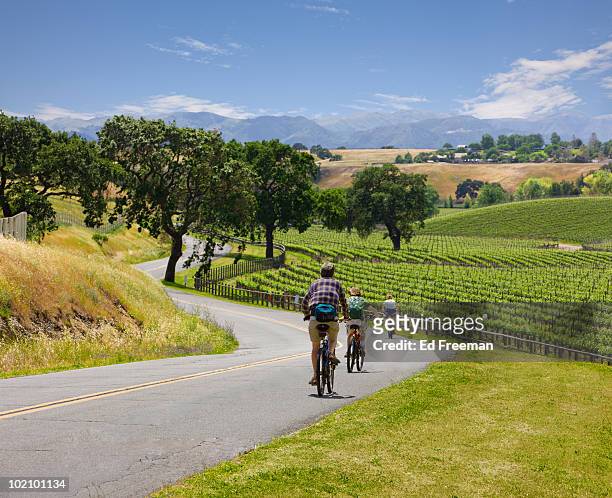 bicycle touring in wine country - santa barbara stock pictures, royalty-free photos & images