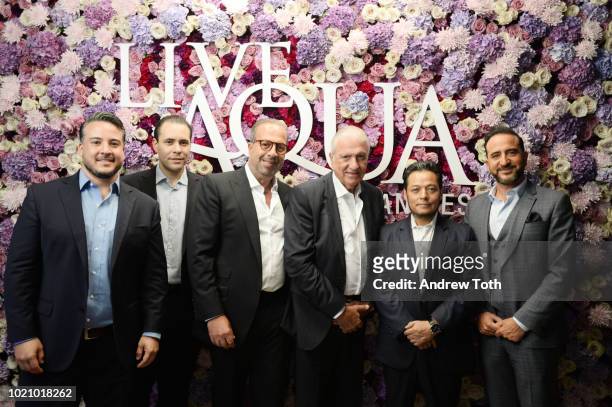 Jose Luis Jacome, Guillermo Bravo, Alberto Galante, Roberto Galante, Eduardo Lopez, and Simon Galante attend the opening of Live Aqua: San Miguel de...