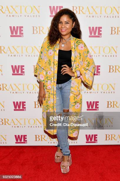 Angela Yee attends WE tv and Traci Braxton celebrate the new season of Braxton Family Values at The Skylark on August 21, 2018 in New York City.