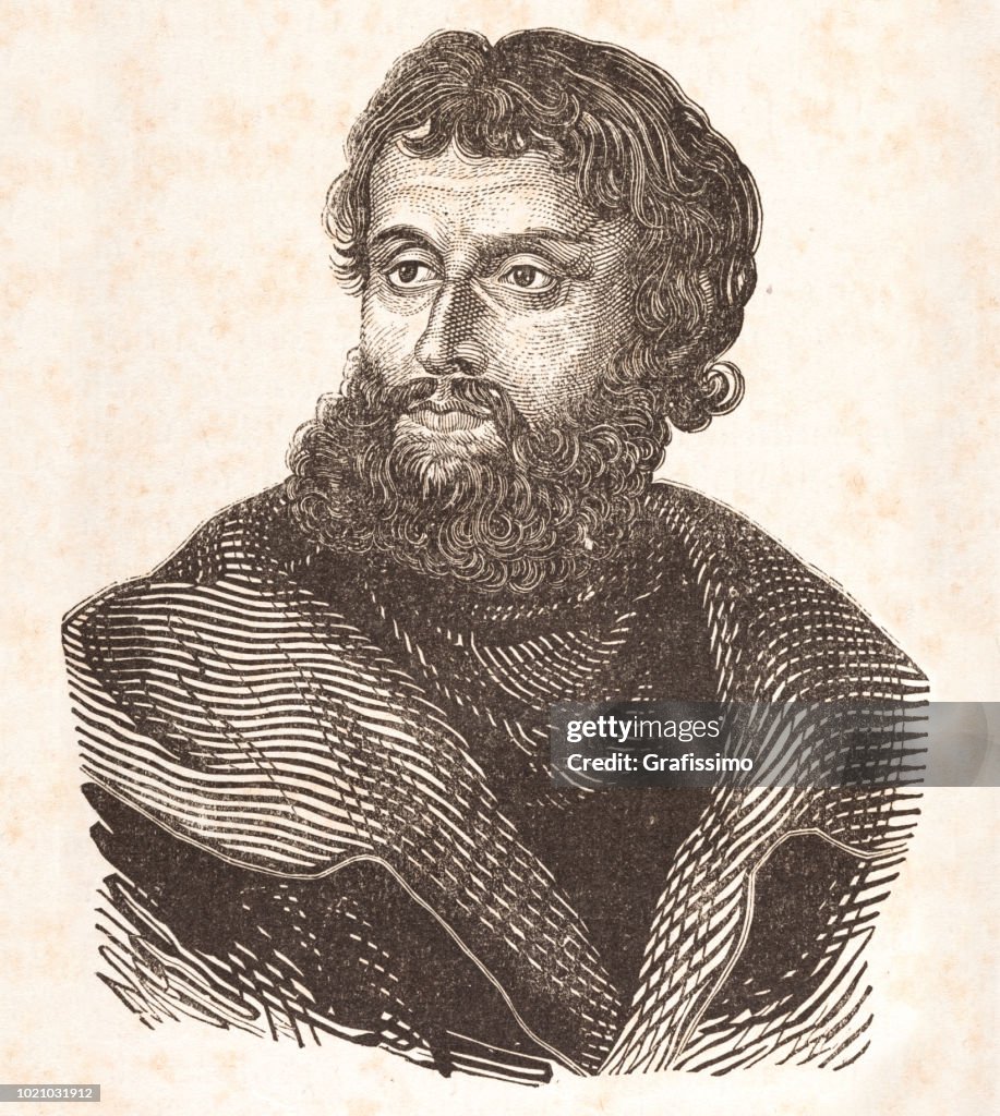 Steel engraving german painter Lucas Cranach the Elder 1842