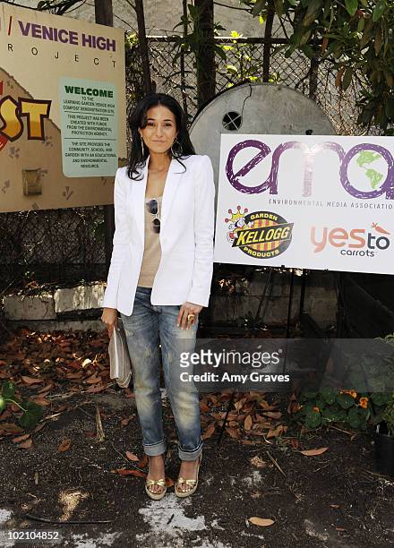 Actress Emmanuelle Chriqui attends the Environmental Media Association and Yes to Carrots Garden Luncheon at The Learning Garden at Venice High...