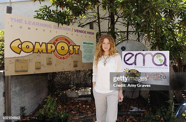 Actress Rachel Lefevre attends the Environmental Media Association and Yes to Carrots Garden Luncheon at The Learning Garden at Venice High School on...