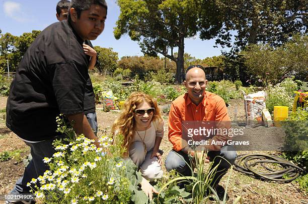 Actress Rachel Lefevre and Ido Leffler attend the Environmental Media Association and Yes to Carrots Garden Luncheon at The Learning Garden at Venice...