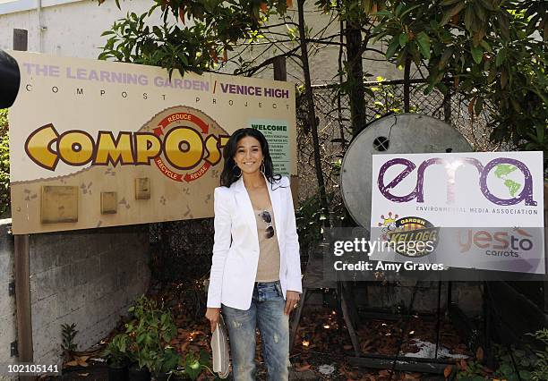 Actress Emmanuelle Chriqui attends the Environmental Media Association and Yes to Carrots Garden Luncheon at The Learning Garden at Venice High...