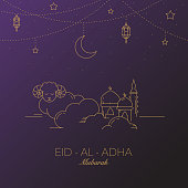 Eid-al-Adha Mubarak Vector Graphic Card.