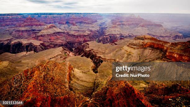 The Grand Canyon is seen in Grand Canyon Village, Arizona, United States at the Yavapai Point on July 14, 2018. The Yavapai Point and Geology Museum...