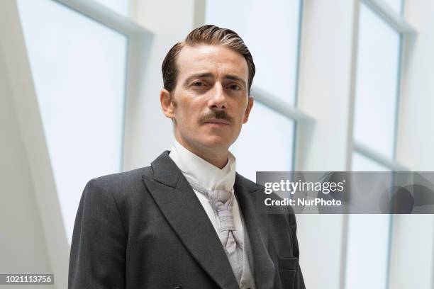 Actor Victor Clavijo attends during 'Lehman Trilogy' press conference at the theaters of the Canal de Madrid on August 21, 2018 in Madrid, Spain.