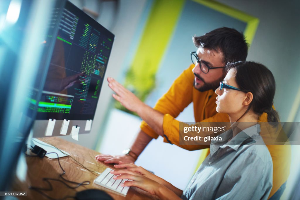 Software developers doing some research.