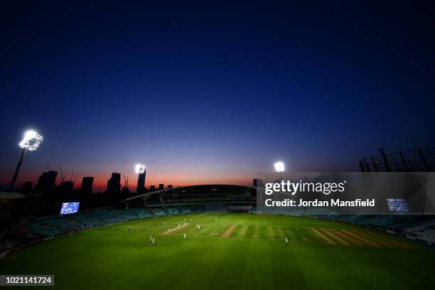 General view of play during day three of the Specsavers County Championship Division One match between Surrey and Lancashire at The Kia Oval on...