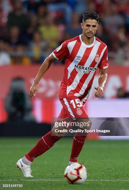 Juan Pedro Ramirez Lopez of Girona in action during the La Liga match between Girona FC and Real Valladolid CF at Montilivi Stadium on August 17,...