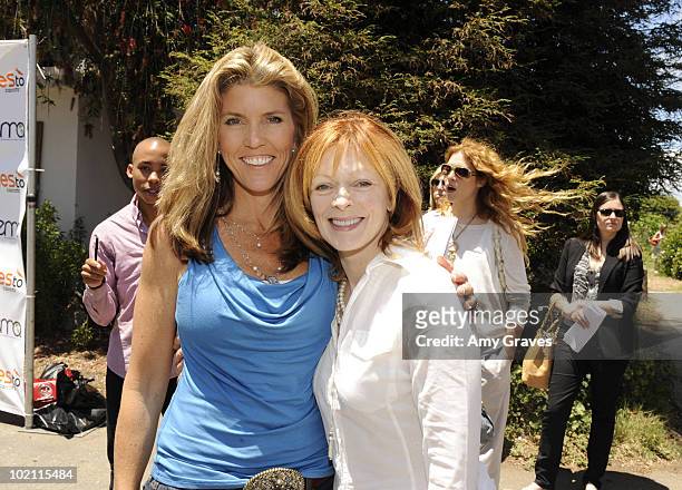 Kathy Kellogg Johnson and Frances Fisher attend the Environmental Media Association and Yes to Carrots Garden Luncheon at The Learning Garden at...