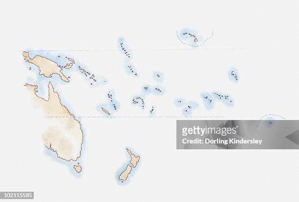 ilustraciones, imágenes clip art, dibujos animados e iconos de stock de illustration of scattered group of islands in pacific ocean - vanuatu