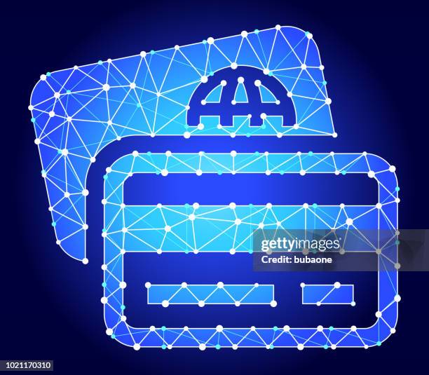 credit & debit cards blue triangle node vector pattern - using debit card stock illustrations