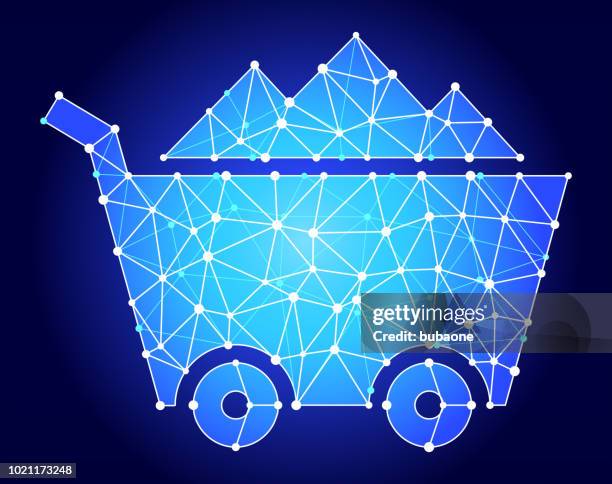 mine cart blue triangle node vector pattern - mining minerals stock illustrations