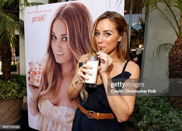 Lauren Conrad unveils her national Milk Mustache "got milk?" ad and encourages teens to drink milk to get gorgeous from the inside out at The Grove...