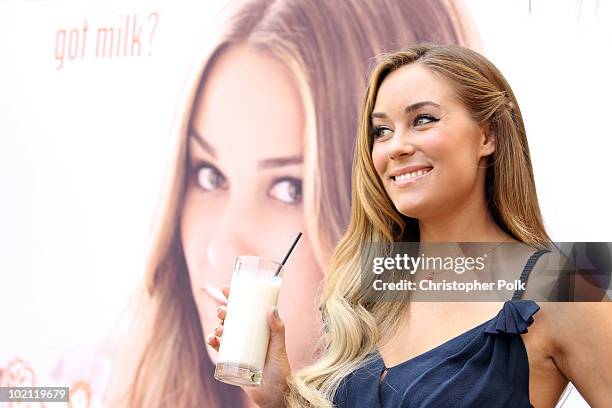 Lauren Conrad unveils her national Milk Mustache "got milk?" ad and encourages teens to drink milk to get gorgeous from the inside out at The Grove...