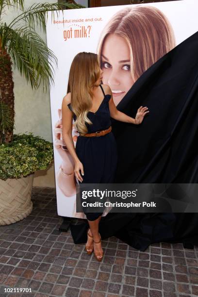 Lauren Conrad unveils her national Milk Mustache "got milk?" ad and encourages teens to drink milk to get gorgeous from the inside out at The Grove...