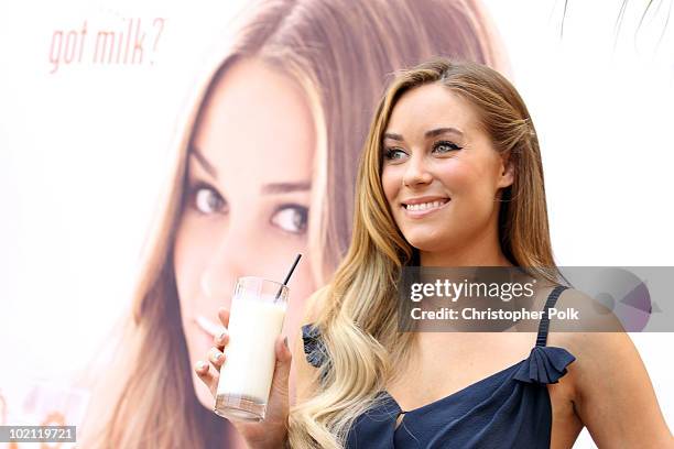 Lauren Conrad unveils her national Milk Mustache "got milk?" ad and encourages teens to drink milk to get gorgeous from the inside out at The Grove...