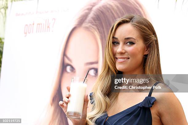 Lauren Conrad unveils her national Milk Mustache "got milk?" ad and encourages teens to drink milk to get gorgeous from the inside out at The Grove...