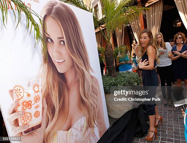 Lauren Conrad unveils her national Milk Mustache "got milk?" ad and encourages teens to drink milk to get gorgeous from the inside out at The Grove...