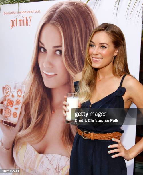 Lauren Conrad unveils her national Milk Mustache "got milk?" ad and encourages teens to drink milk to get gorgeous from the inside out at The Grove...