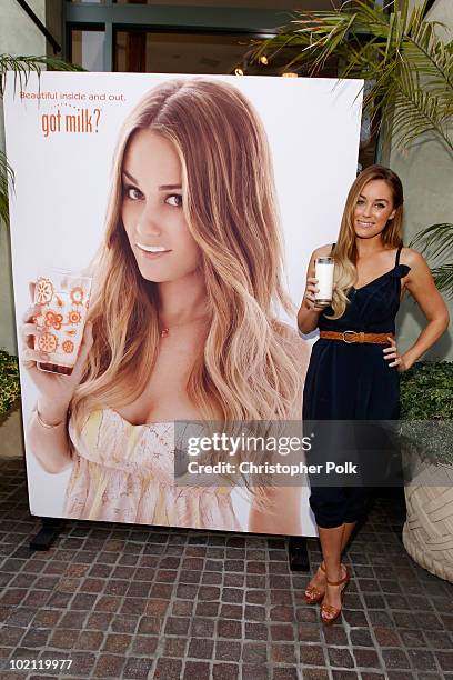 Lauren Conrad unveils her national Milk Mustache "got milk?" ad and encourages teens to drink milk to get gorgeous from the inside out at The Grove...