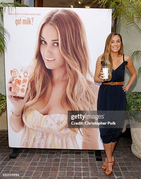 Lauren Conrad unveils her national Milk Mustache "got milk?" ad and encourages teens to drink milk to get gorgeous from the inside out at The Grove...