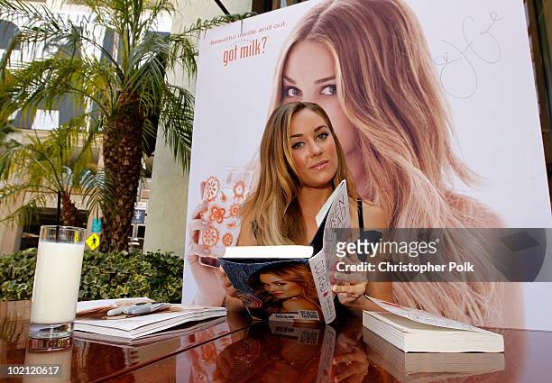 Lauren Conrad unveils her national Milk Mustache "got milk?" ad and encourages teens to drink milk to get gorgeous from the inside out at The Grove...