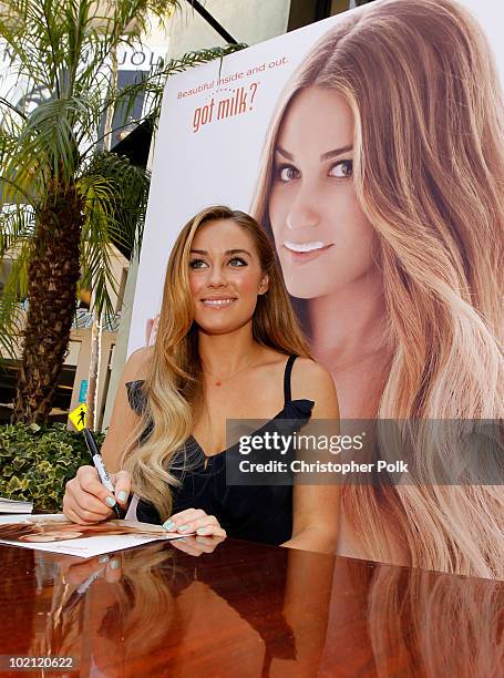 Lauren Conrad unveils her national Milk Mustache "got milk?" ad and encourages teens to drink milk to get gorgeous from the inside out at The Grove...