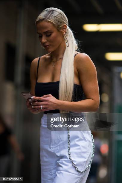 Perry is seen in SoHo on August 21, 2018 in New York City.