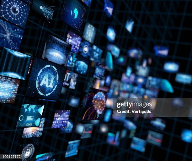 media concept video wall with small screens - the media stock pictures, royalty-free photos & images