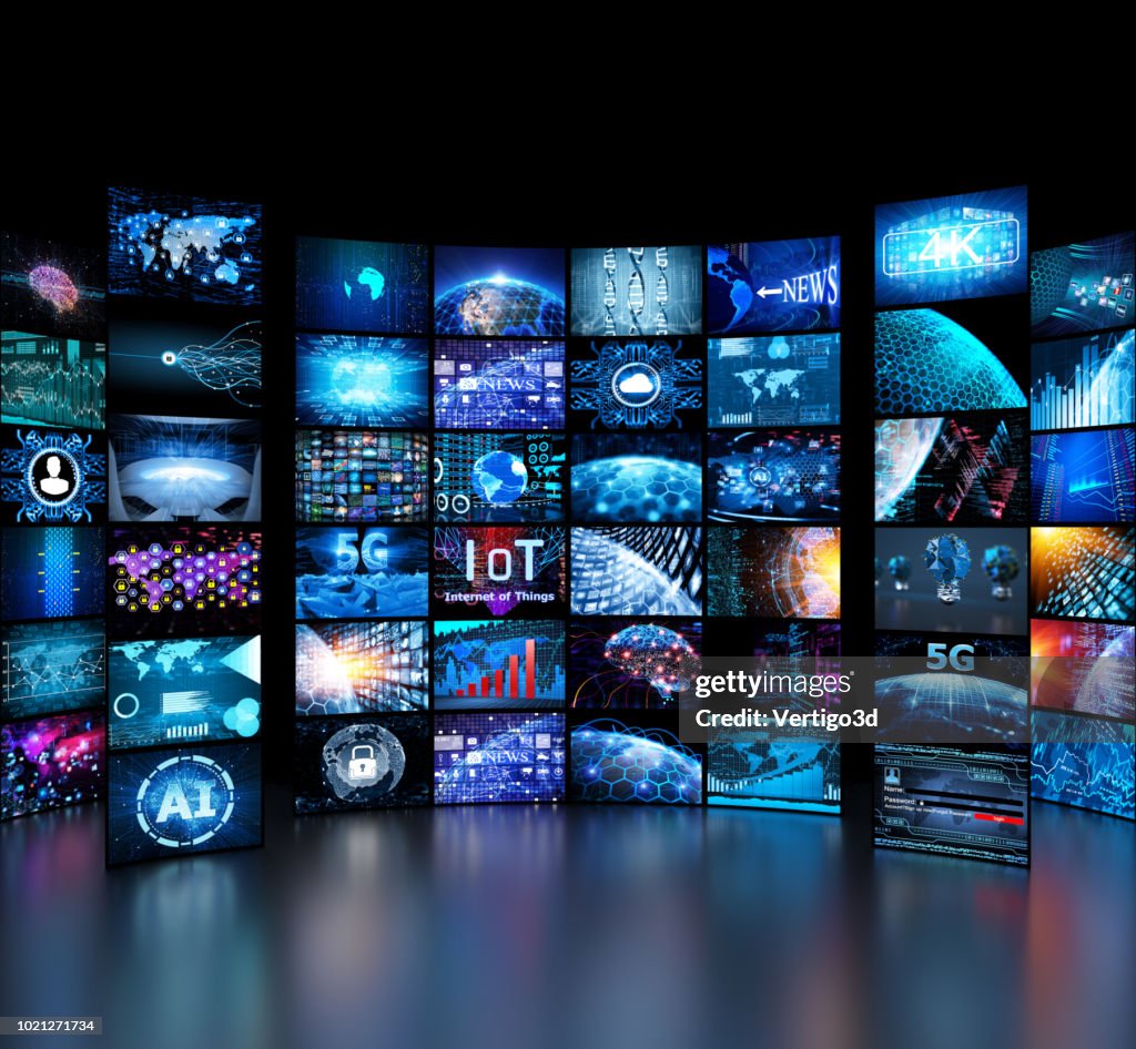 Media concept video wall with small screens
