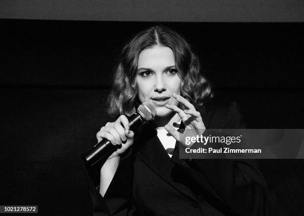 Actress Millie Bobby Brown speaks at "Stranger Things Season 2" Screening at AMC Lincoln Square Theater on August 21, 2018 in New York City.