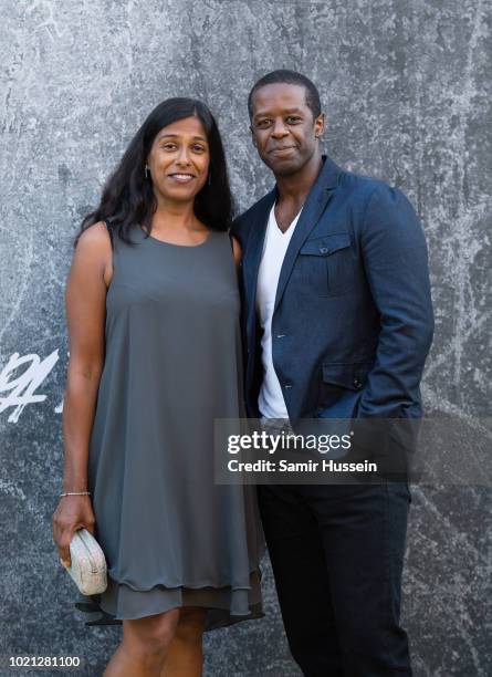 Lolita Chakrabarti and Adrian Lester attend the UK premiere of "Yardie" at BFI Southbank on August 21, 2018 in London, England.