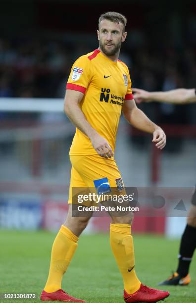 Andy Williams of Northampton Town in action during the Sky Bet League Two match between Morecambe and Northampton Town at Globe Arena on August 21,...