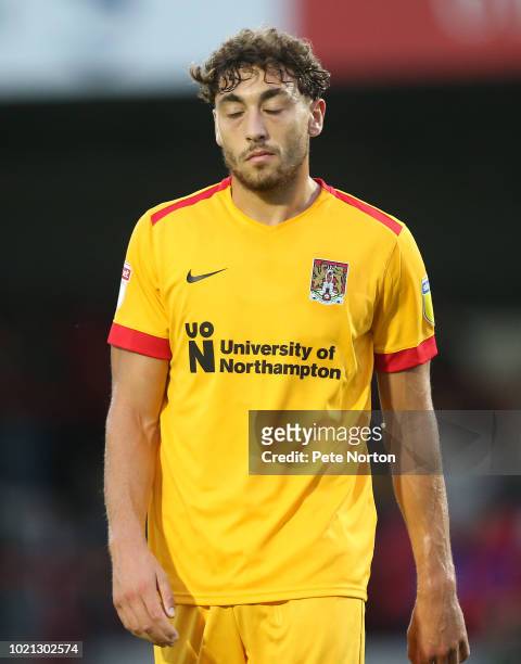 Matt Crooks of Northampton Town looks despondent during the Sky Bet League Two match between Morecambe and Northampton Town at Globe Arena on August...