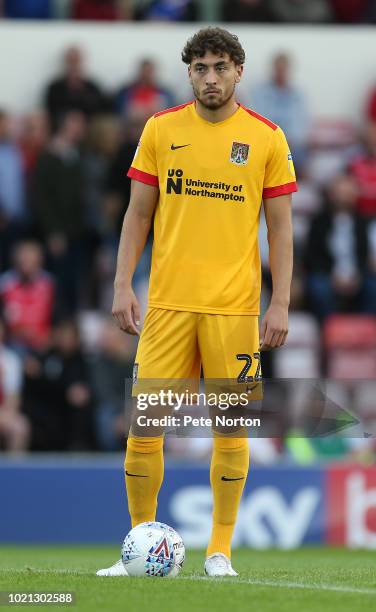 Matt Crooks of Northampton Town in action during the Sky Bet League Two match between Morecambe and Northampton Town at Globe Arena on August 21,...