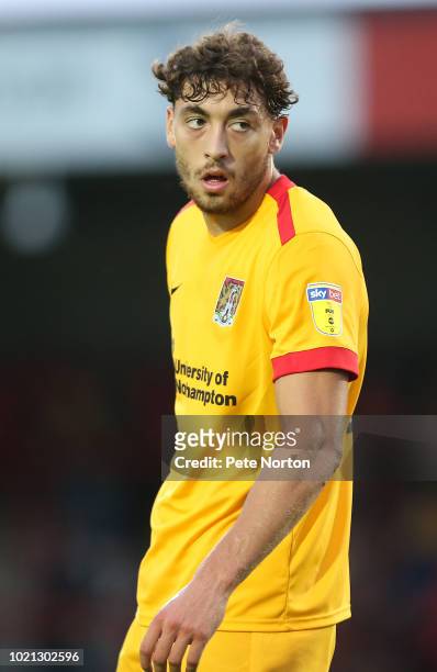 Matt Crooks of Northampton Town in action during the Sky Bet League Two match between Morecambe and Northampton Town at Globe Arena on August 21,...