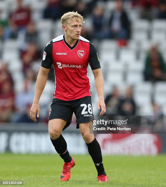 Jay Leitch-Smith of Morecambe in action during the Sky Bet League Two match between Morecambe and Northampton Town at Globe Arena on August 21, 2018...
