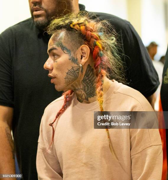 Rapper Tekashi69, real name Daniel Hernandez and also known as 6ix9ine, Tekashi 6ix9ine, Tekashi 69, arrives for his arraignment on assault charges...