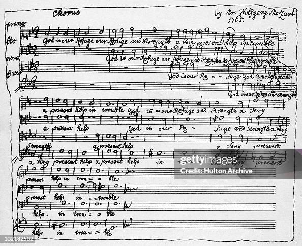 Motet Example The manuscript of Austrian composer Wolfgang Amadeus Mozart's motet ...