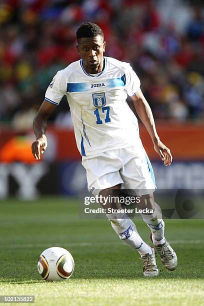 Edgar Alvarez of Honduras in action during the 2010 FIFA World Cup South Africa Group H match between Honduras and Chile at the Mbombela Stadium on...