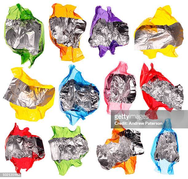 twelve sweet wrappers - candy wrapper stock-fotos und bilder