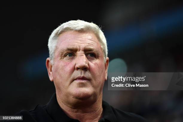 Steve Bruce, Manager of Aston Villa looks on prior to the Sky Bet Championship match between Aston Villa and Brentford at Villa Park on August 22,...